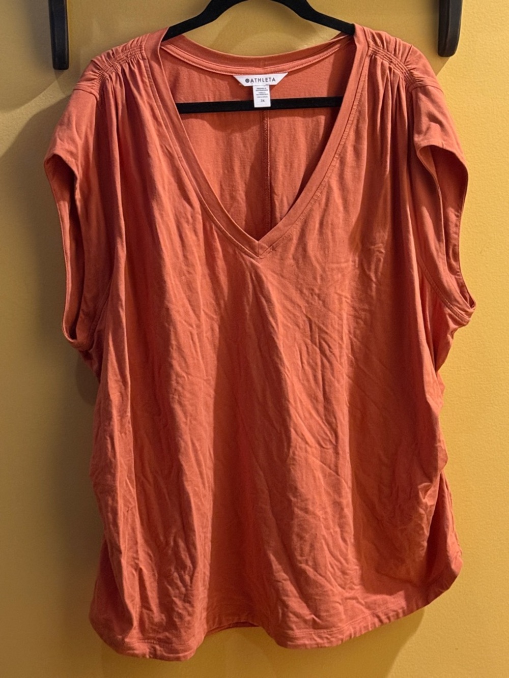 Athleta Coral V-Neck Short Sleeve Tee